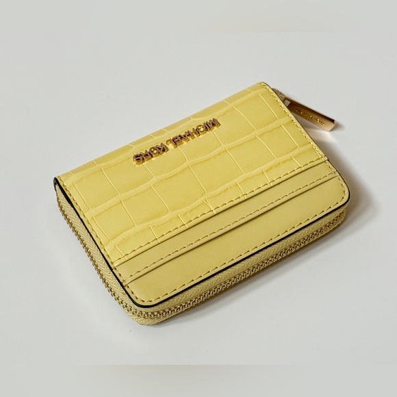 Michael Kors Jet Set Travel Card Case Wallet Exotic Embossed Yellow - Picture 7 of 10